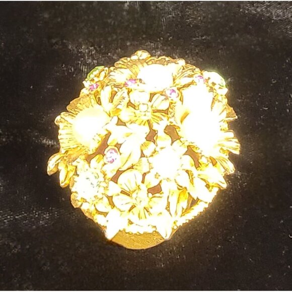 Vintage Florenza Gold-Toned Floral Trinket Box - Picture 11 of 13